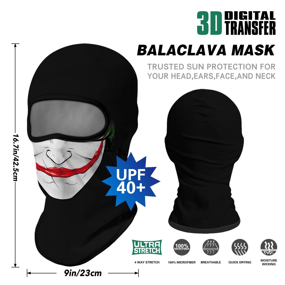 Red Plume 3PCS Balaclava Full Face Mask Ski Mask UV Protection Cover Motorcycle Full Face Mask for Men Women Outdoor Sports