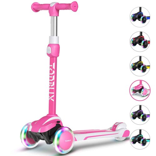 TONBUX Kids Scooter for Age 3-12, Toddler Scooter with 4 Adjustable Heights, Light Up 3-Wheels Scooters, Shock Absorption Design, Lean to Steer, Balance Training Scooters for Kids