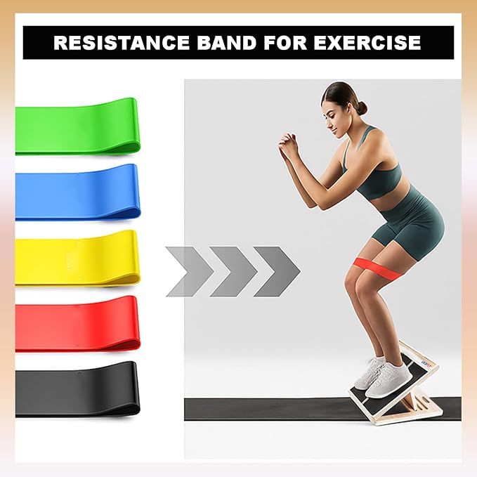 UKRFIT Adjustable Wooden Slant Board – Foldable, Non-Slip Calf Stretch & Balance Trainer with 5 Resistance Bands, Height-Adjustable Incline Board for Home Gym, Supports up to 110 kg