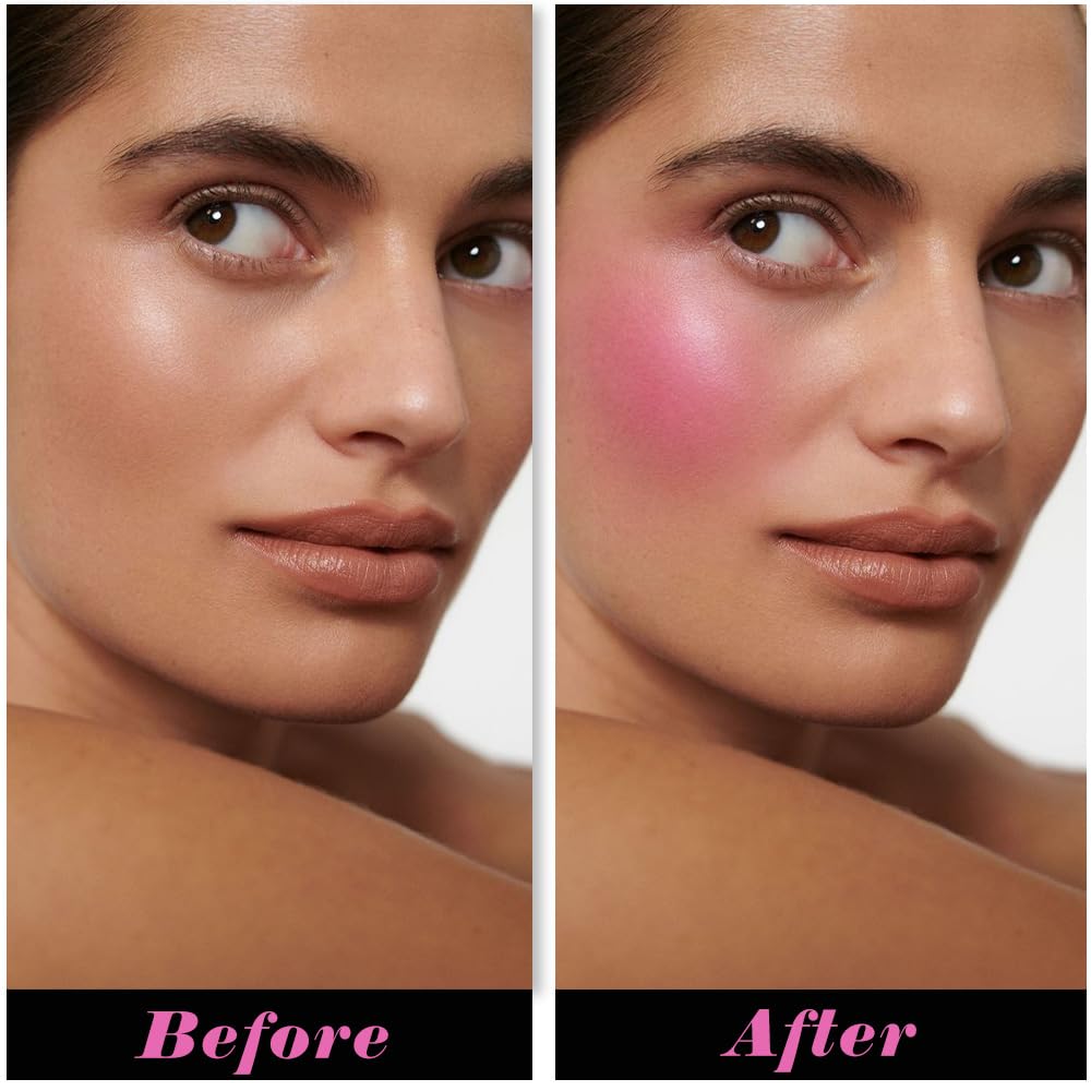 HHLTOH Rose Pink Single Matte for Face Cheeks Blush, Natural Hot Pink Cream Blushes Makeup Palette, Redpink Monochrome Blush Pow