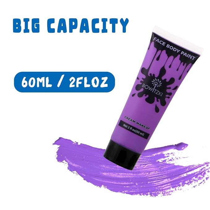 Bowitzki Face and Body Paint 2oz Cream Makeup 60ml Water Based Face Painting Special Effects For Adults Children Kids Halloween Christmas Party Stage Cosplay (Light purple)