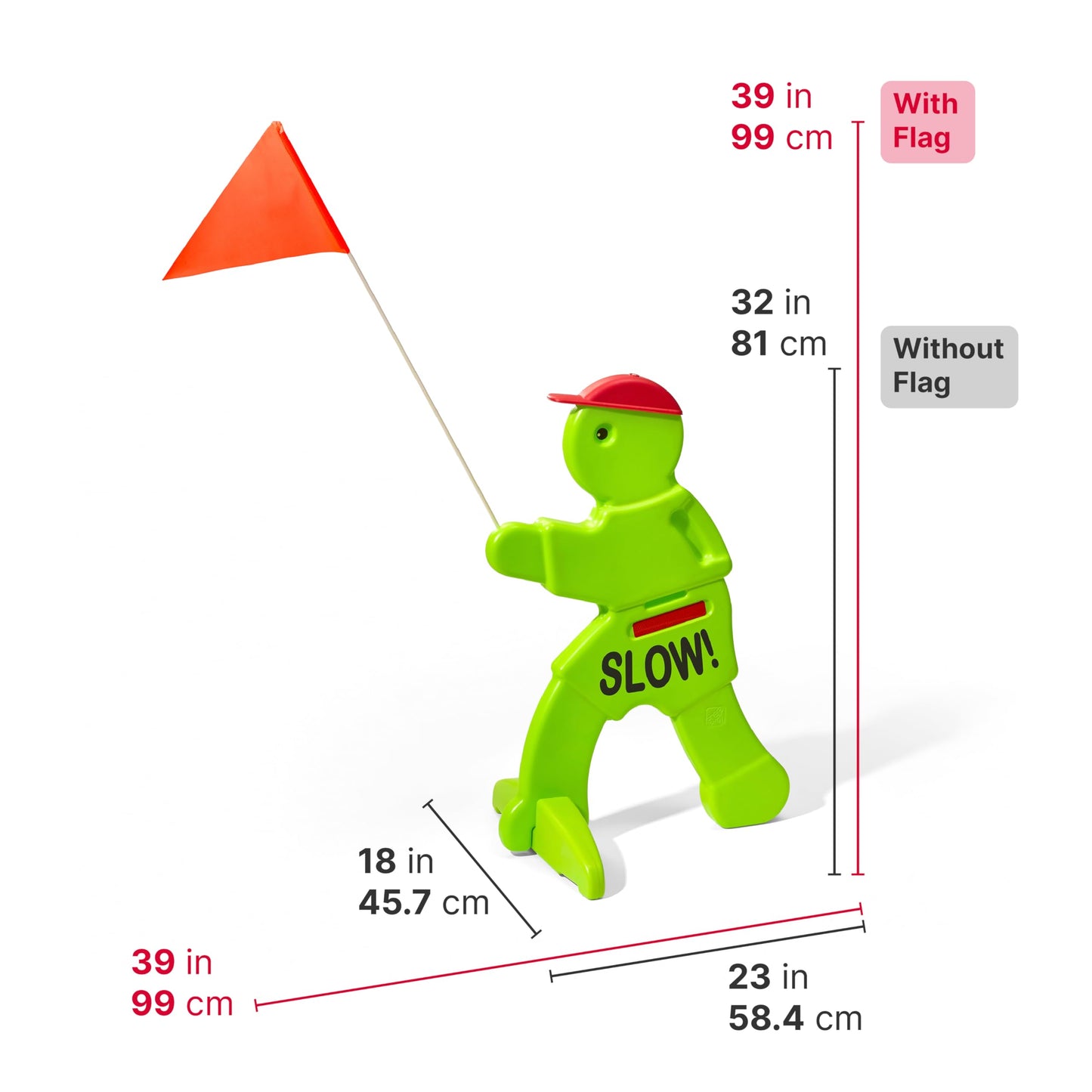 Step2 Kid Alert Street Safety Sign, Kids at Play Signage for Neighborhood Safety, 32-Inch Tall Reflective Caution Sign with Warning Flag