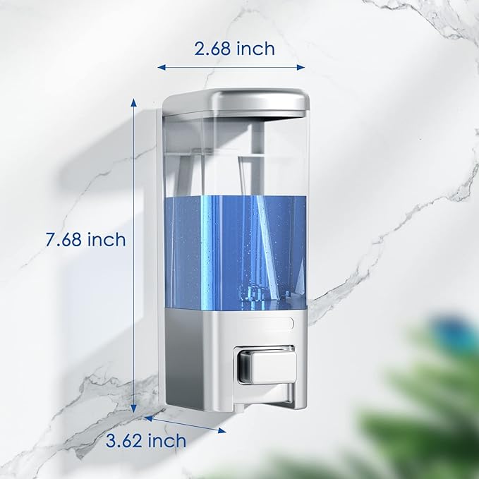 Manual Soap Dispenser, 17oz/500ml Wall Mount, Large Capacity Kitchen Bathroom Hand Soap Dispenser, Commercial Refillable Shampoo Shower Gel Lotion Dispenser, Chrome