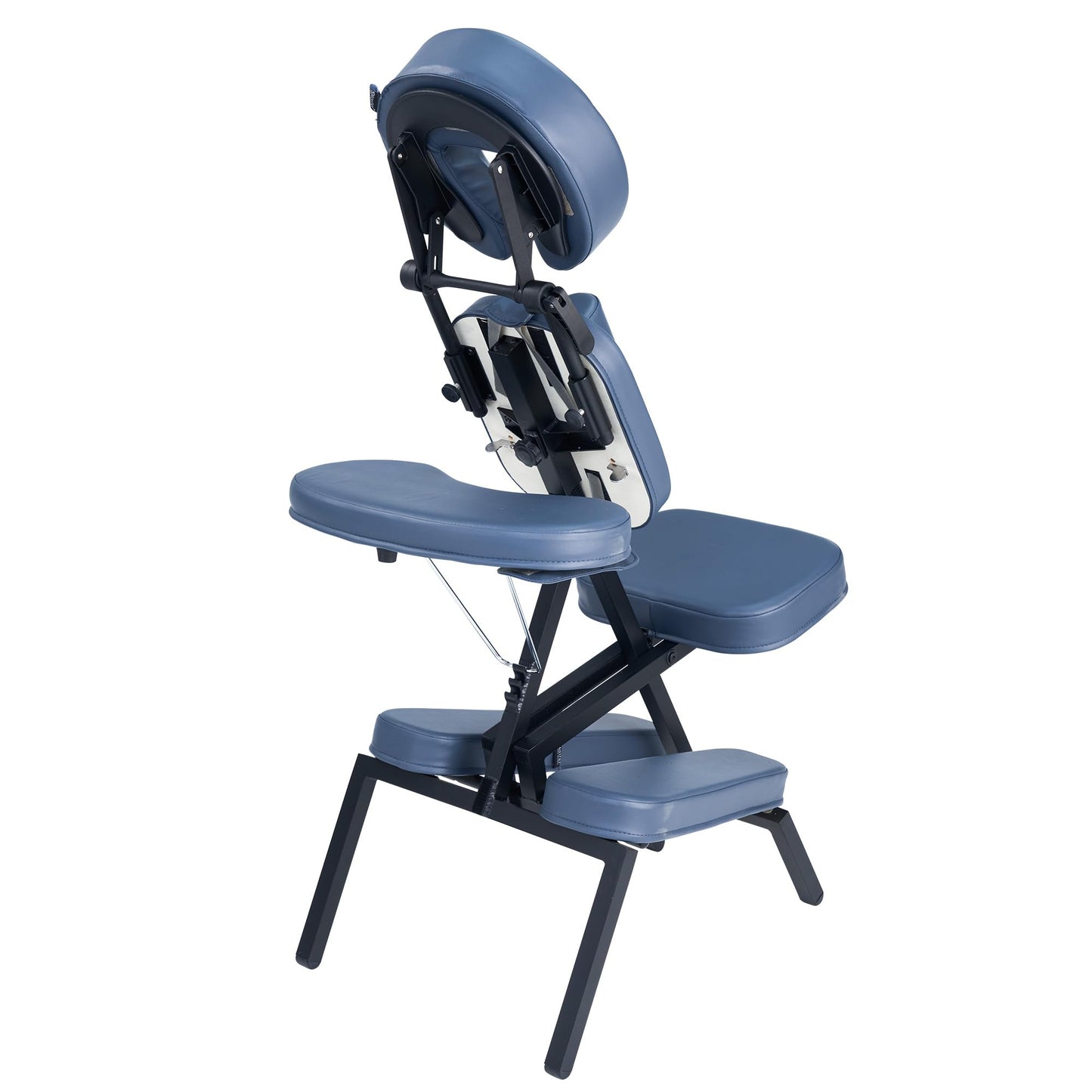 Master Massage Professional Lightweight Portable Massage Chair with Adjustable Aluminum Frame & Wheeled Carry Case – Folding Spa, Salon & Tattoo Chair – Blue