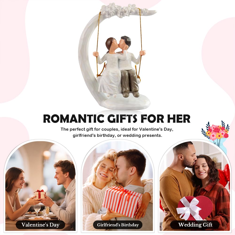 jinhuoba Romantic Gifts Couple Figurines in Love, Big Size Hand Painted Sweet Loving Together Couple Sculpture Statue to Remember Beautiful Moment, Best Gifts for Valentine's Day Anniversary Weddings