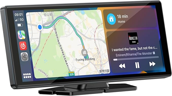 LAMTTO 9.26-inch Wireless CarPlay Screen for Car Compatable with Apple CarPlay& Android Auto,Portable Car Stereo with GPS ...