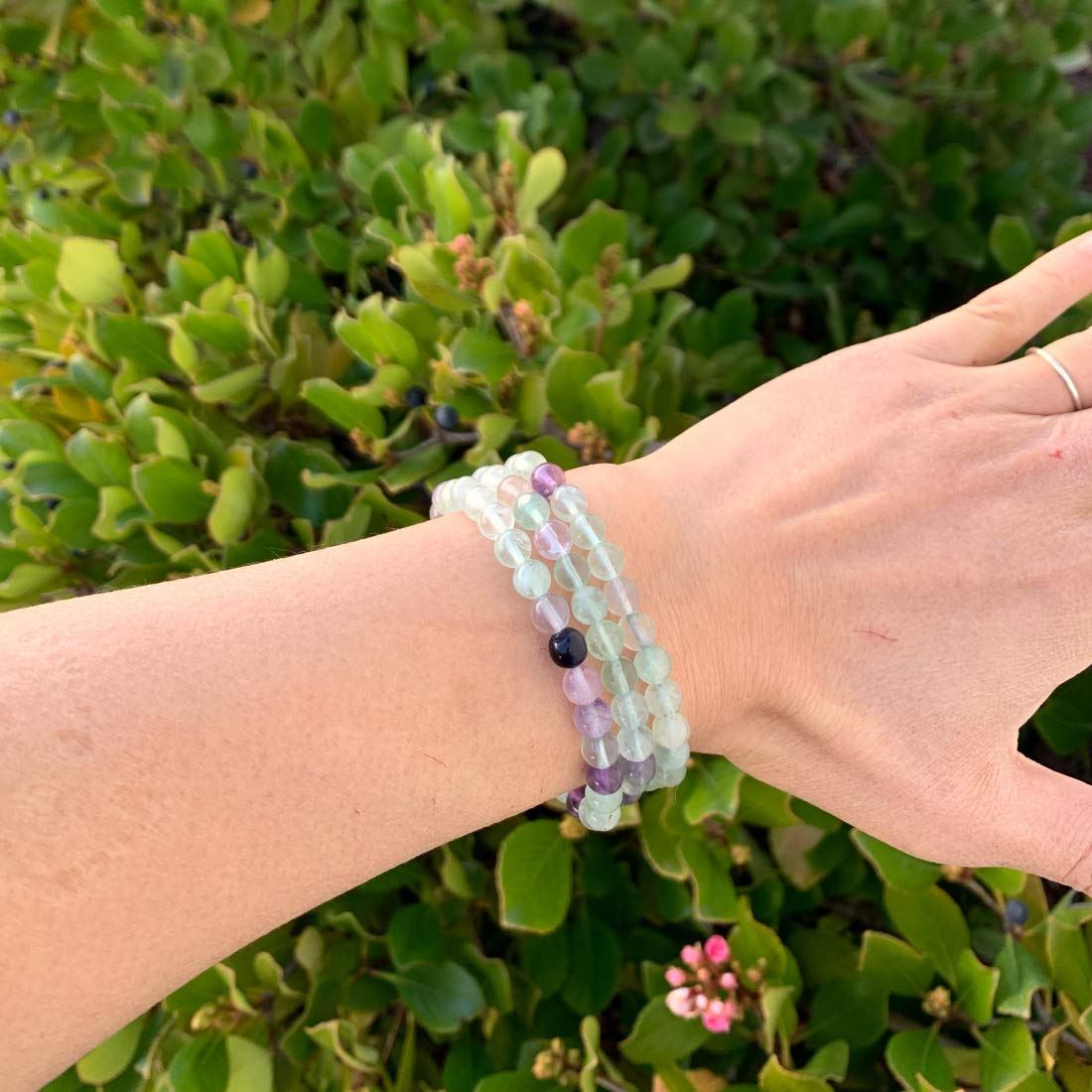 Adabele Real Natural Multicolor Fluorite Gemstone Beaded Bracelet 8 Inch Stretch Chakra Healing Crystal Stone Jewelry GB6-C2