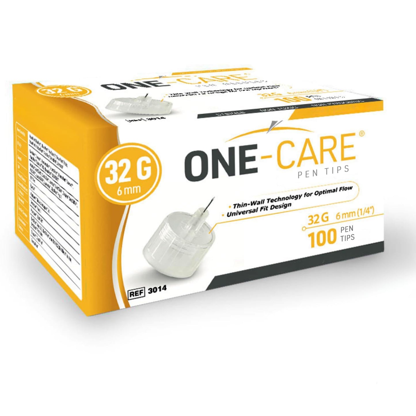ONE-CARE Pen Tips, 32G x 6mm, Universal Design, Thin Wall – Pack of 100