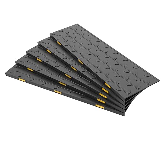 Rubber Stair Treads, 36"X10" 5 Pack Rubber Stair Treads for Wooden Steps, Non Slip Outdoor Step Mats with Nosing for Concrete Marble Tile Metal Steps - Black