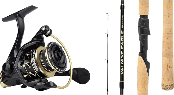 KastKing Valiant Eagle Spinning Reels, Size 1000 & KastKing Valiant Eagle Passage Spinning Rods,7'6"-MH-4pcs