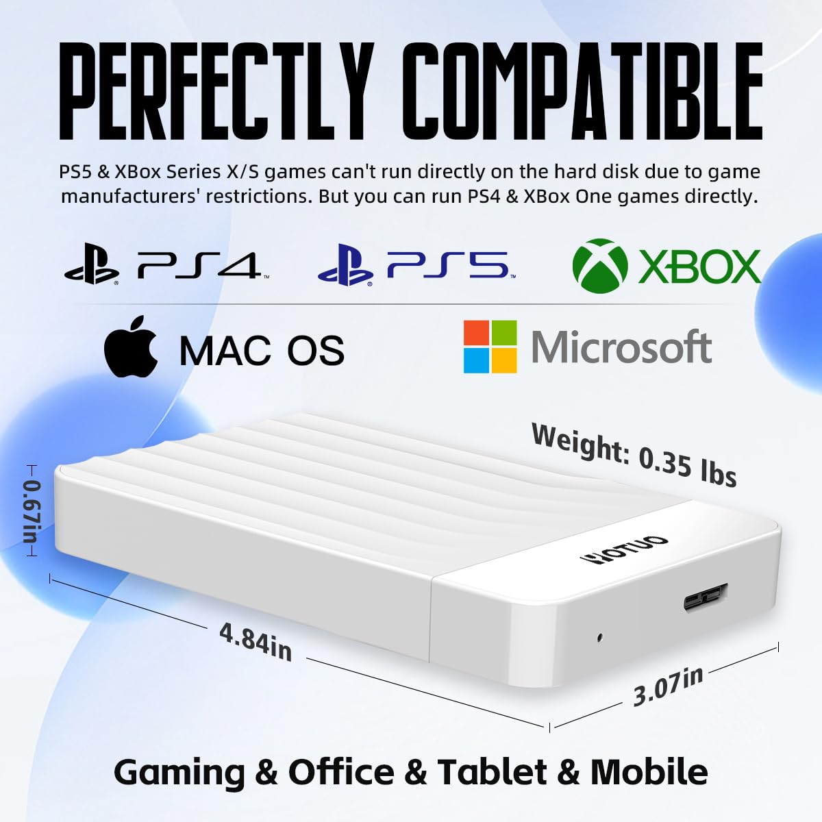 Yotuo Portable External Hard Drive Storage Expansion Mobile Hdd Usb 3.0 For Pc, Mac, Desktop, Laptop, Ps4, Ps5, Xbox One X/S, Xb