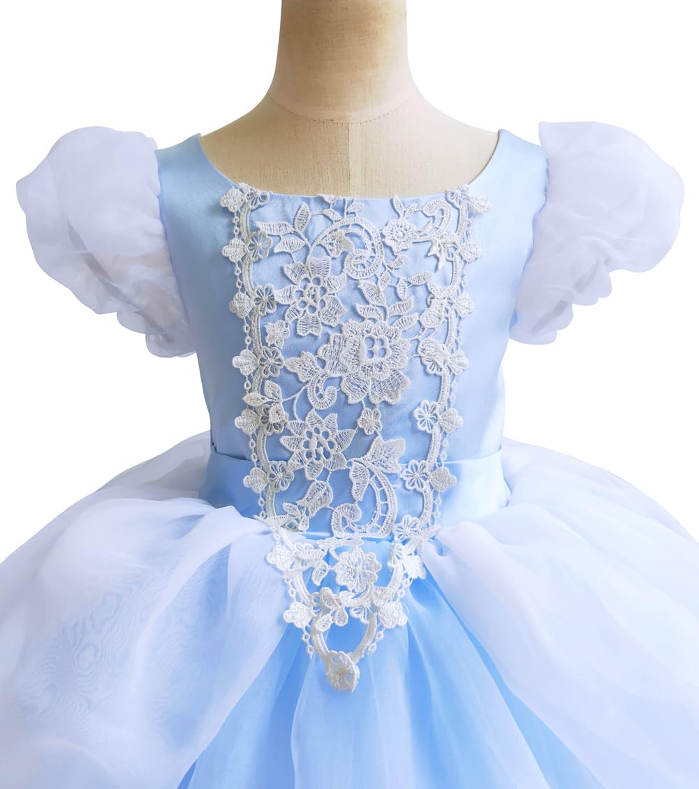 TYHTYM Cinderella Costumes Girls Princess Dress Up Fancy Halloween Christmas Party with Headwear and Choker Set