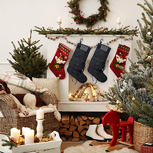 Speed Track Tactical Christmas Stocking, with Flag Patch MOLLE Webbing, Zip Pocket, MOLLE Clips, Gift for Veterans Militar...