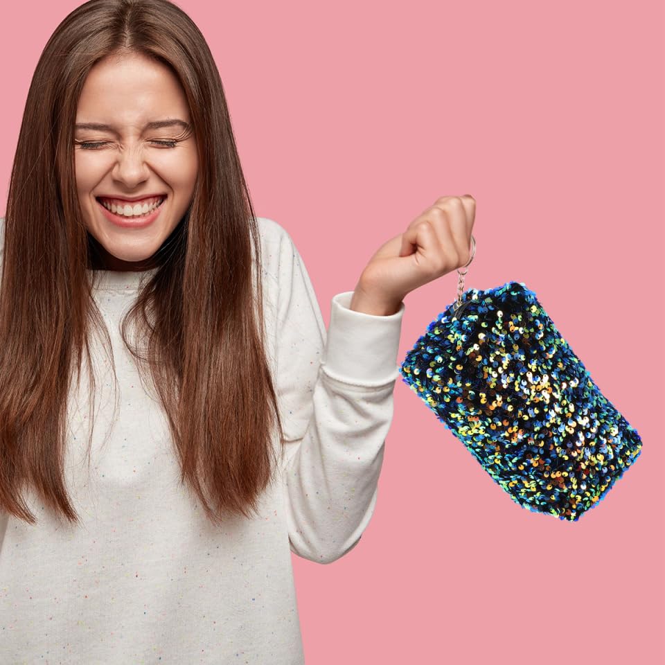 KESYOO Glitter Sequin Cosmetic Bag, Portable Travel Makeup Bag, Lightweight Large Capacity Toiletry Organizer for Women an...
