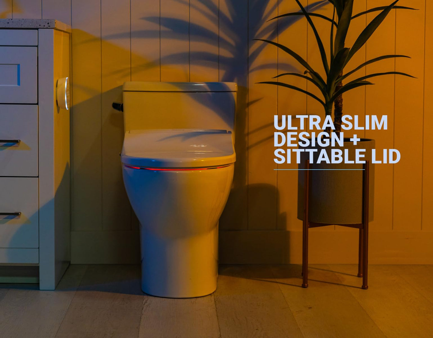 BidetKing Crown Elongated Bidet Toilet Seat, Endless Warm Water, Strong Spray, Backlit Remote, Multi-color LED, Ultra Slim, Stainless Steel Nozzle, Sittable Lid, 3 Year Warranty