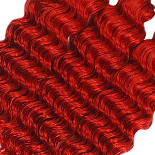 Condescension Brazilian Red Human Hair Bundles 18 20 22 Inch Deep Wave 3 Bundles Human Hair 100% Unprocessed Remy Brazilian Virgin Weave Hair Red for Women