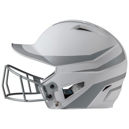 CHAMPRO HX Rise Legend 2-Tone Matte-Finish Fastpitch Softball Batting Helmet with Facemask, Large, Silver