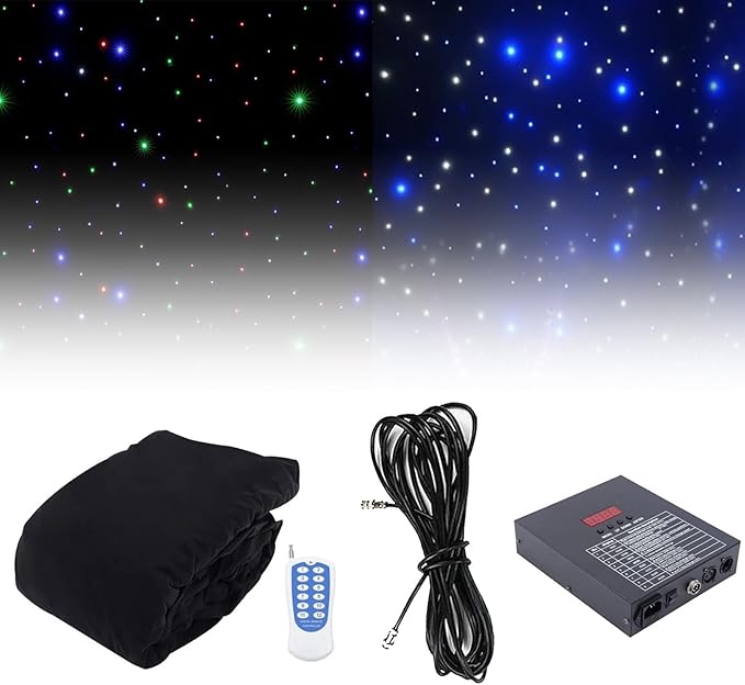 JJENXYYDS LED Starry Sky Backdrop,LED Velvet Starry Sky Cloth Background,Folding LED Stage Star Backdrop Star Light Curtai...