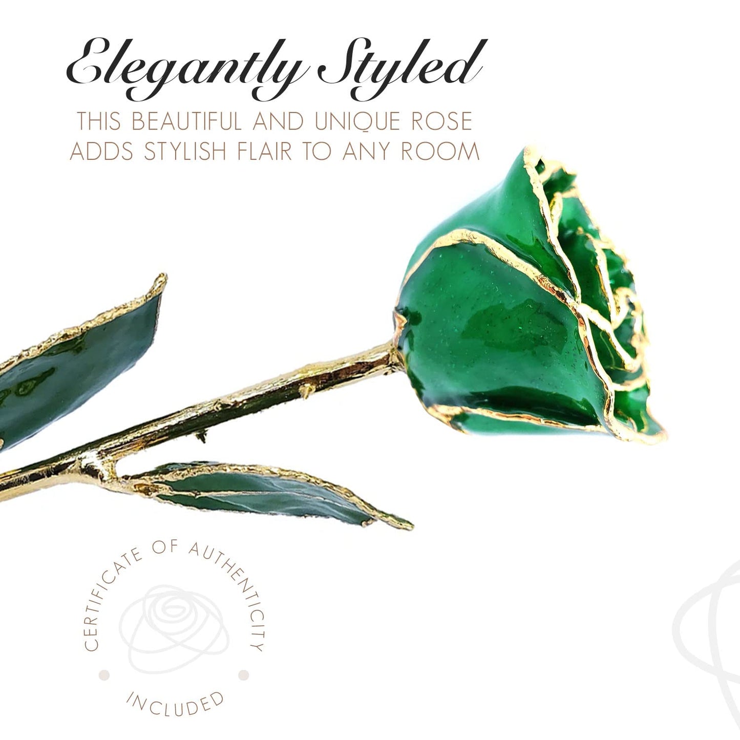 Forever Rose Hand-Dipped in 24K Gold, Emerald-Inspired May Birthstone with Sparkles, Real Rose in Luxury Gold Gift Box – Perfect Ready to Gift for May Birthday or Any Occasion