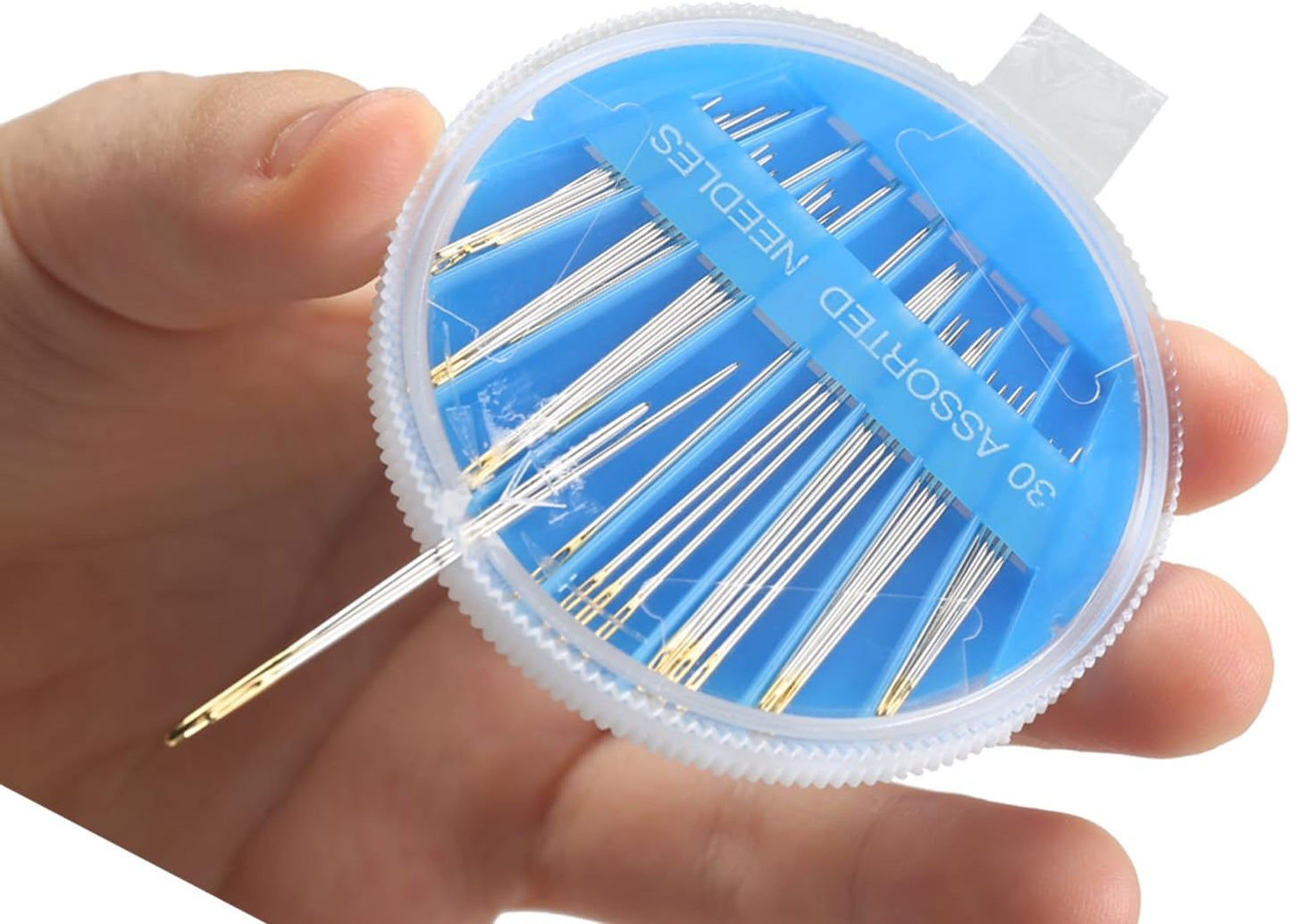 Eketirry Premium Hand Sewing Needles，1 Pack 30-Count Assorted Needles for Sewing Repair, 6 Different Sizes Sewing Needles with 2 Threaders (Blue, 1)