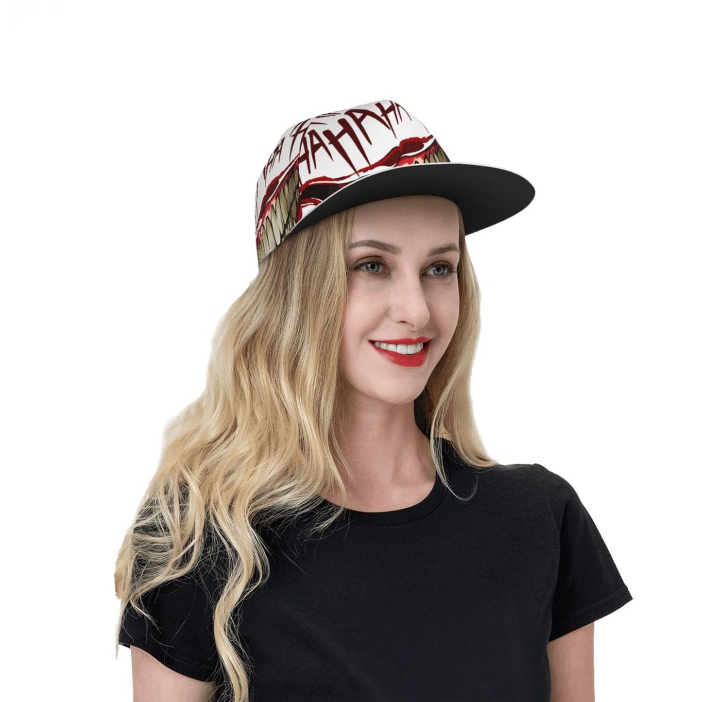 Funny Hahaha Unisex 3D Printing Classic Baseball Cap Snapback Flat Bill Hip Hop Hats Black