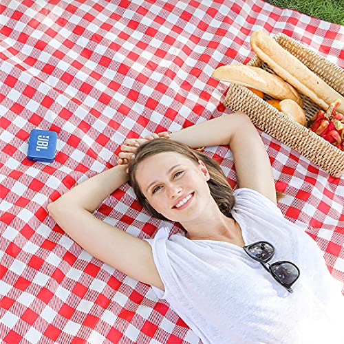 LRUUIDDE Oversize Picnic Beach Blanket, 80''x60'' Outdoor Waterproof Foldable, Sandproof Blankets Plaid Picnic Mat for Bea...