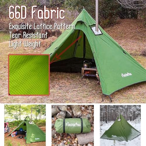 FIREHIKING Hot Camping Tent - Ultralight Tepee With Stove Jack for 1-2 Adults
