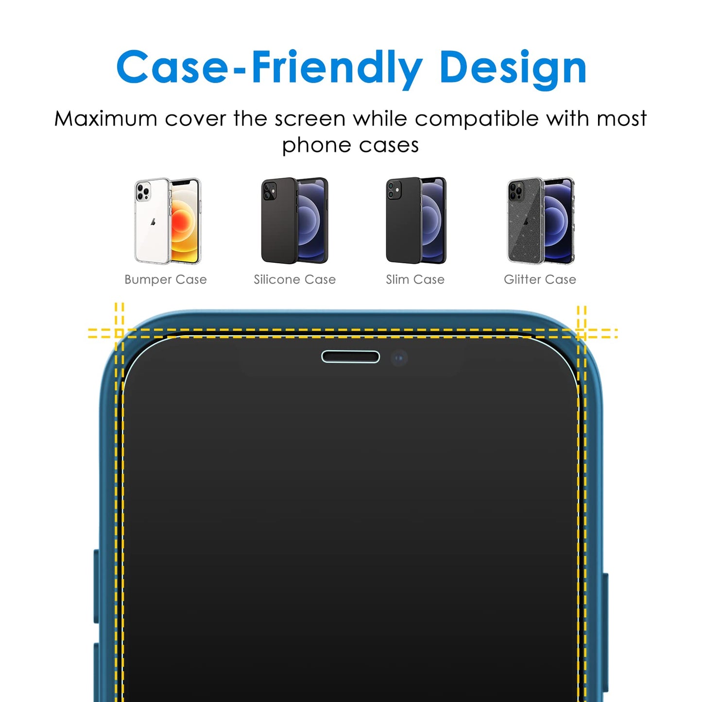Jetech One Touch Install Screen Protector For Iphone 12 Pro Max 6.7-Inch, Full Coverage Tempered Glass Film, Auto Alignment Tool