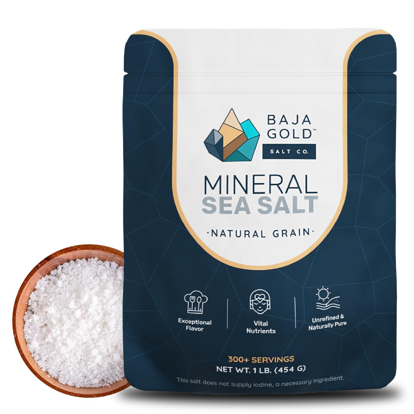 Baja Gold Mineral Sea Salt Bundle – 1 lb Fine Grind + 1 lb Natural Grind | Authentic Unrefined Sea Salt with Trace Minerals | Versatile for Cooking, Baking, Seasoning & Finishing | 600+ Servings