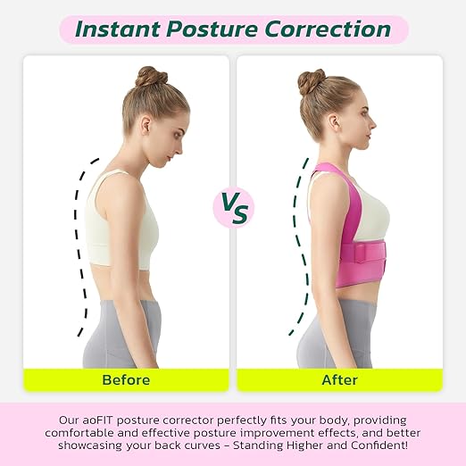 Posture Corrector for Women - Lightweight and Breathable Back Brace for Pain Relief, Rounded Shoulders and Hunchback, Compact & Portable with Fashionable Design, Invisible Under Clothes Black M