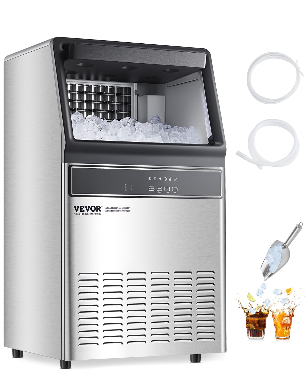 VEVOR Freestanding Ice Maker Machine for Bar Office Restaurant (160lbs/24H)