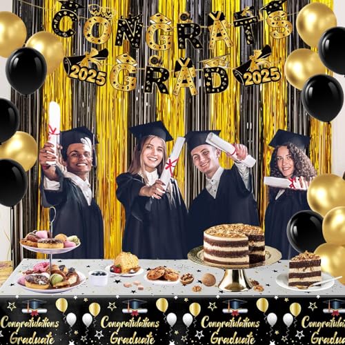 Black and Gold Balloons, 70pcs 12inch Metallic Gold and Black Balloons for Graduation Anniversary Birthday Party Decoration