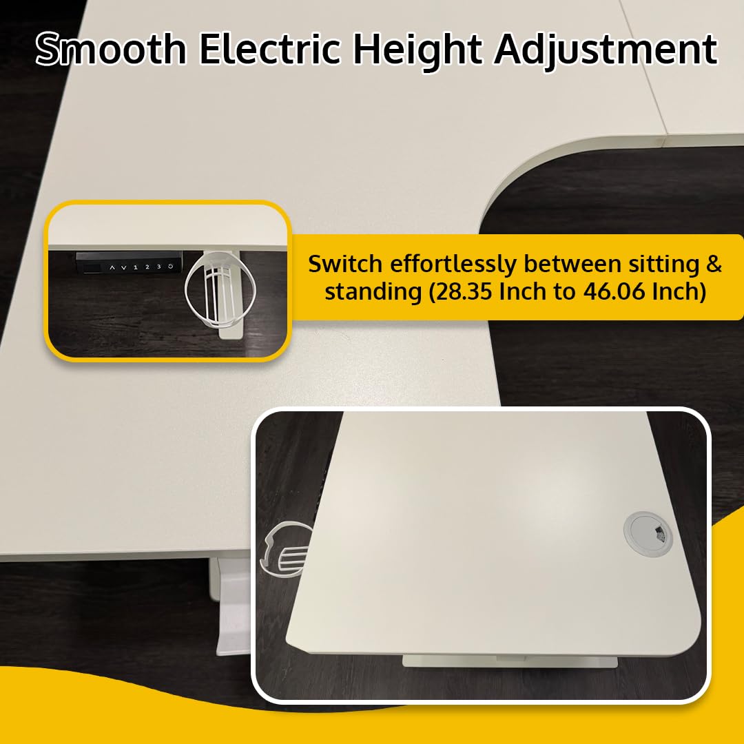 Standing Desk - 63 x 24 Inch L Shaped Electric Height Adjustable Desk - Ergonomic Left Corner Work Station Setup for Home Office, Gaming, Sit Stand, Large L Shaped Wooden Table for PC Computer, Laptop