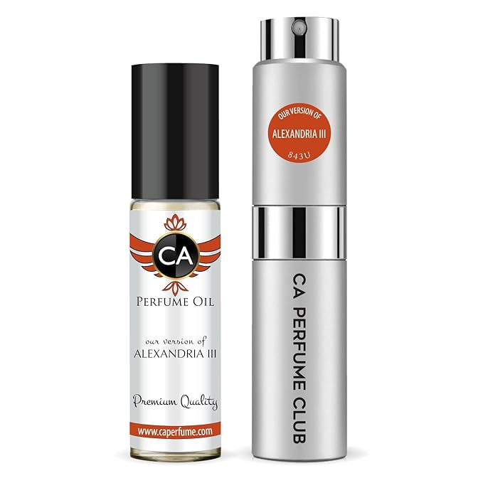 CA Perfume Duo Impression of Alexandria III For Women And Men Perfume Layering Set Long Lasting Travel Size EDP + Body Oil Roll-On Bottle 0.27 Fl Oz+0.33 Fl Oz