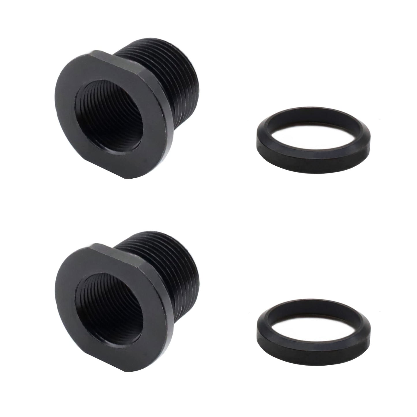 Ficero Thread Protector, 1/2 x 28 Convert to 5/8x24 with Crush Washer Steel (2 Pack)