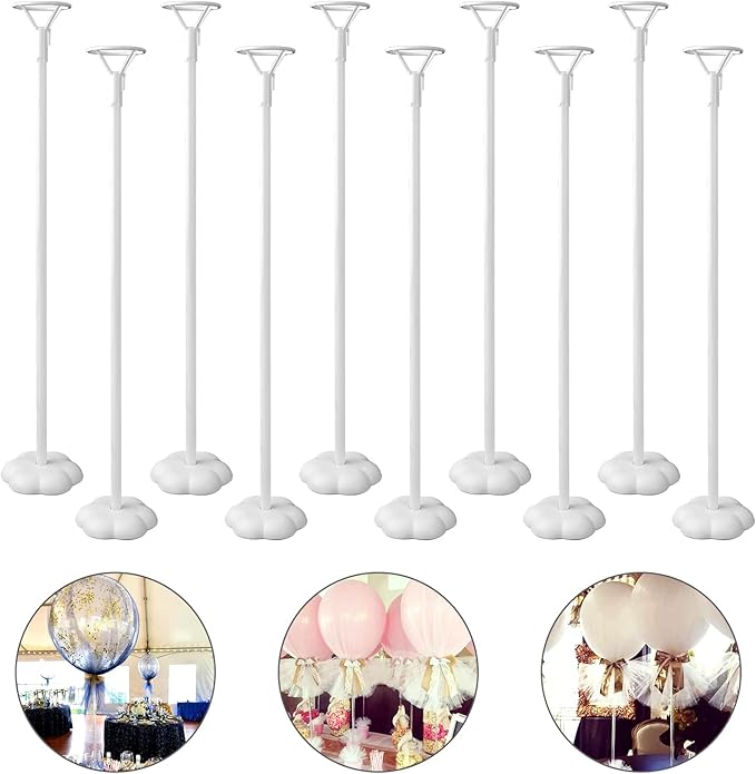 Sakolla 10 Sets Balloon Stick Stand, Holder with Base for Table Desktop Centerpiece, Birthday Party, Wedding, Baby Shower ...
