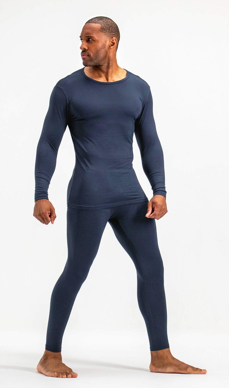 DEVOPS Men's Thermal Underwear Long Johns Set with Fleece Lined (Large, Navy)