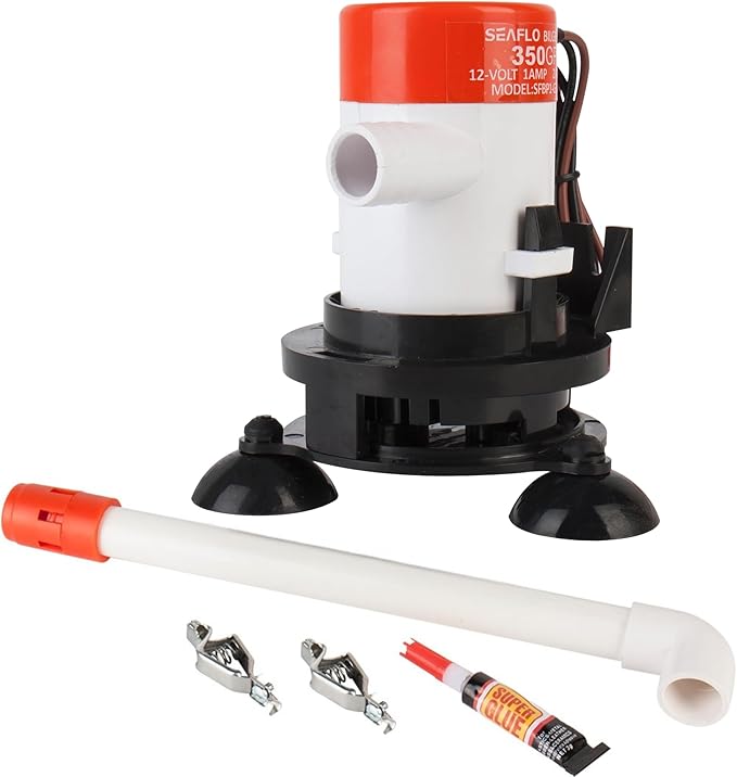 SEAFLO 09 Series Portable Livewell Aeration Pump Kit - 12V, 350 GPH, Submersible, Adjustable Spray Head, Quiet Operation, ...