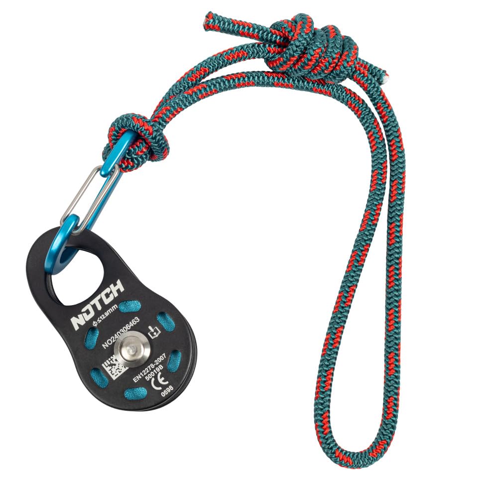 Notch Micro Pulley Combo Includes Micro Pulley, Micro Carabiner & 5mm Accessory Cord, Midline Attachable, Use with Lines u...