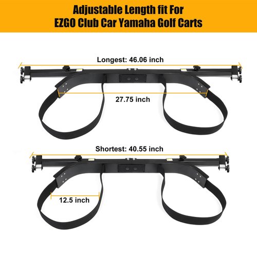 LEAPGOMAX No Drilling Golf Cart Bag Holder Bracket for 2+2 Golf Cart Rear Seat with 1 Inch Square Tube, Universal Golf Bag Attachment Adjustable for EZGO Club Car Yamaha Golf Carts