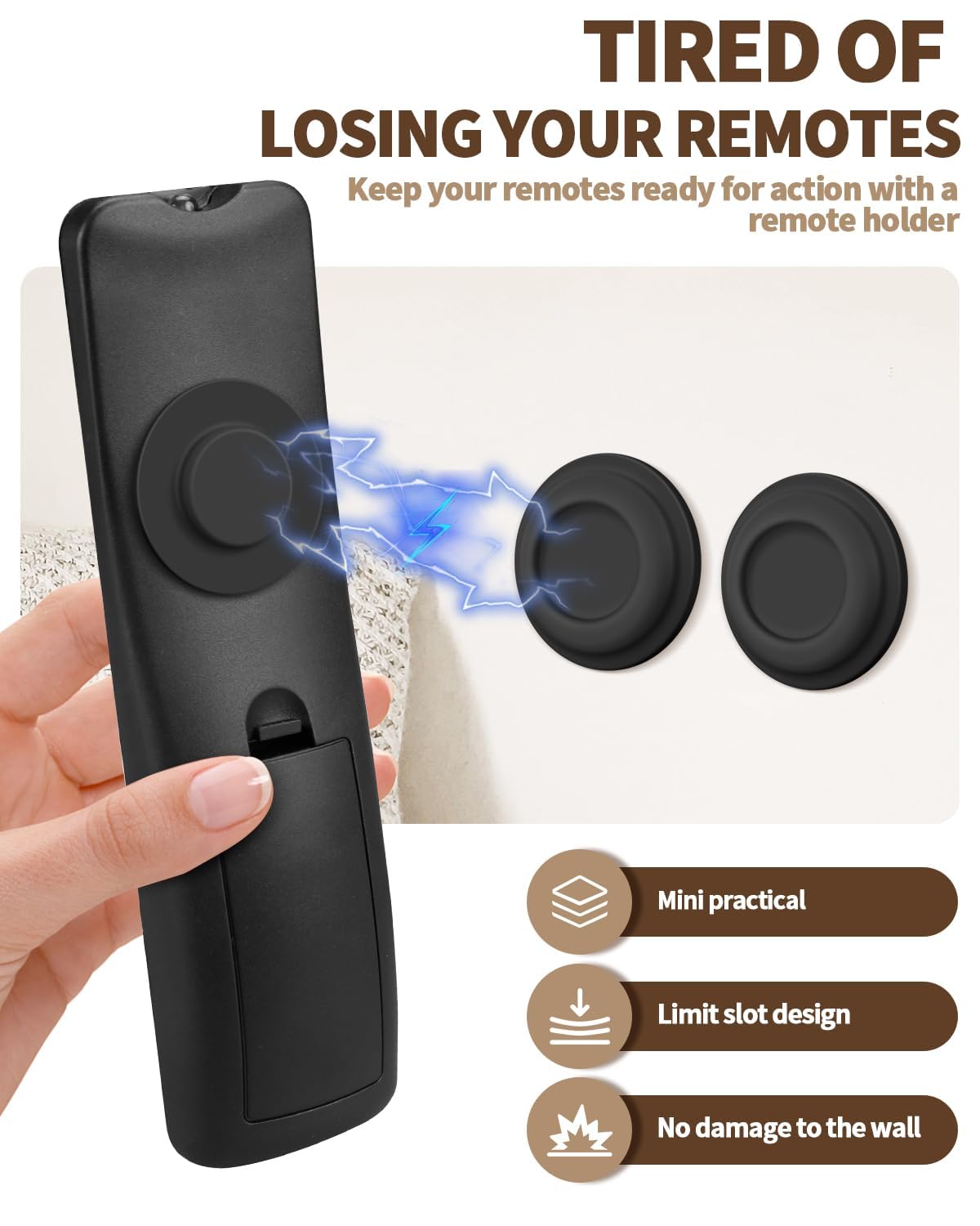 Amazyc-Us 6 Pack Magnetic Remote Control Holder - Upgraded Silicone Magnetic Wall Mount For Tv, Fan & Air Conditioner Remotes -