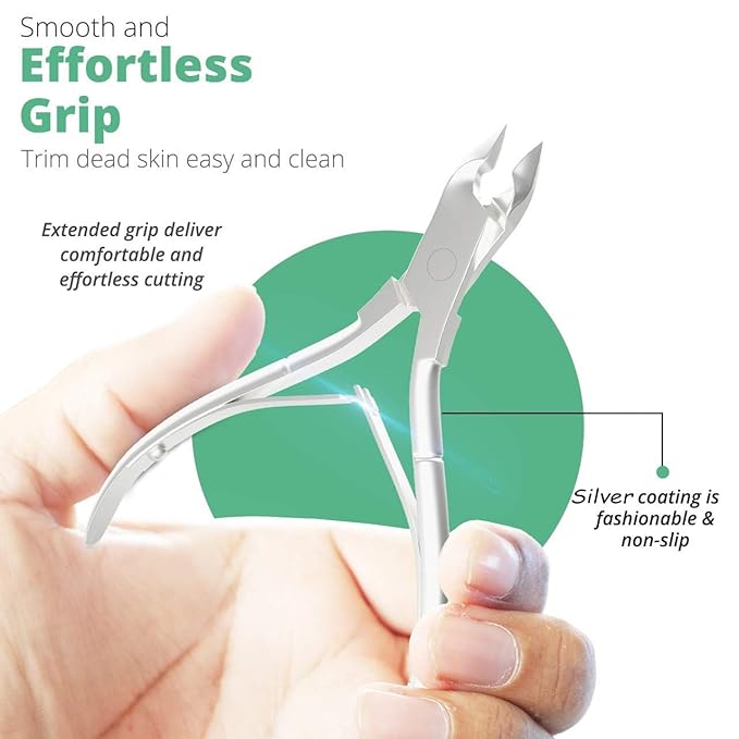 Professional Cuticle Trimmer Nail Cuticle Cutter Stainless Steel Cuticle Nippers with Sharp Blades of Cuticle Remover Clippers Manicure Tools Double Spring for Nail Care Pedicure Nail Tools (Silver)