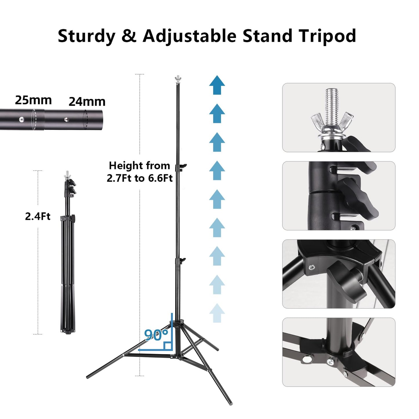 ZBWW Backdrop Stand 6.5x10ft, Photo Video Studio Adjustable Backdrop Stand for Parties, Wedding, Photography, Advertising Display