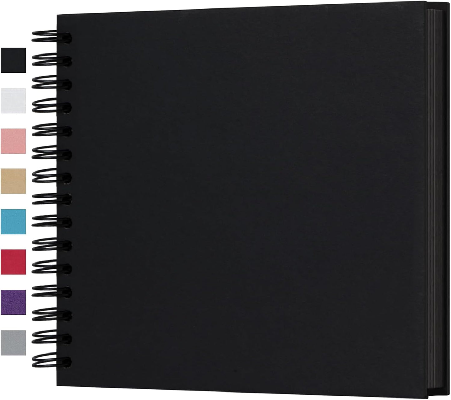 potricher 8 x 8 Inch DIY Scrapbook Photo Album 80 Pages Thick Kraft Blank Black Paper Memory Book for Wedding and Anniversary Family (Black, 8 Inch)
