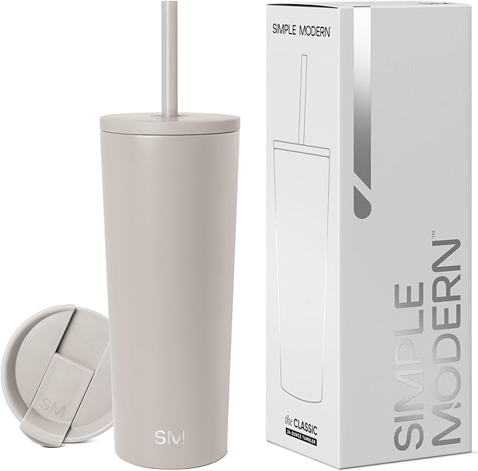 Simple Modern Insulated Tumbler with Lid and Straw | Iced Coffee Cup Reusable Stainless Steel Water Bottle Travel Mug | Gi...
