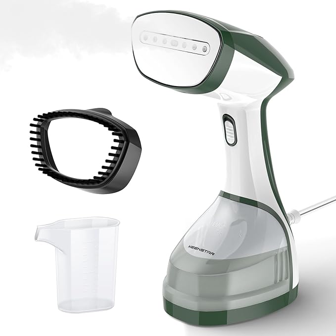 KEENSTAR Steamer for Clothes, Portable Handheld Garment Steamer, 1500W 2 in 1 Fabric Wrinkles Remover, 30-Second Fast Heat-up, 250ml Detachable Water Tank, Steam Iron for Home and Dorm