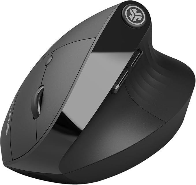 JLab JBuds Ergonomic Vertical Mouse, Reduce Strain, Connect Via Bluetooth or USB Wireless Dongle, Multi-Device Toggle Up t...