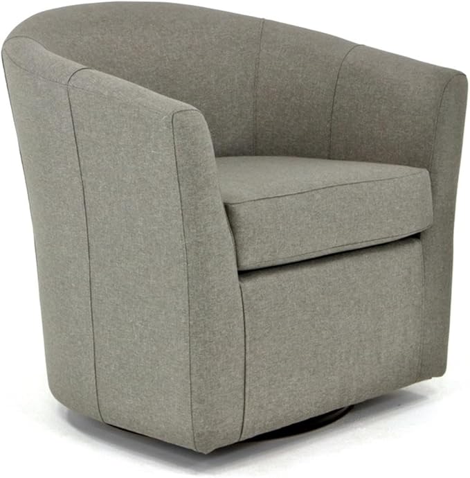 Pemberly Row Traditional Fabric Swivel Club Chair in Gray Finish