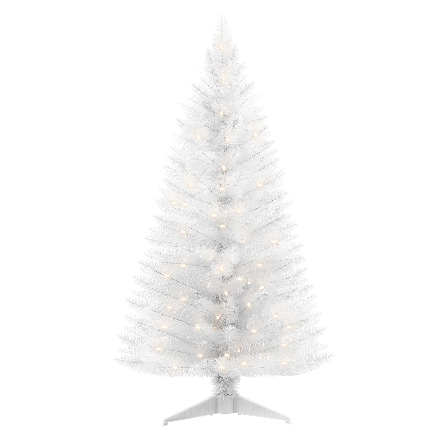 Santanelo 4ft Lighted Artificial White Christmas Tree with Light, Small Artificial Xmas Tree, Not Pre-lit White Pine mini Trees with Lights for Home, Office, and Xmas Party Décor