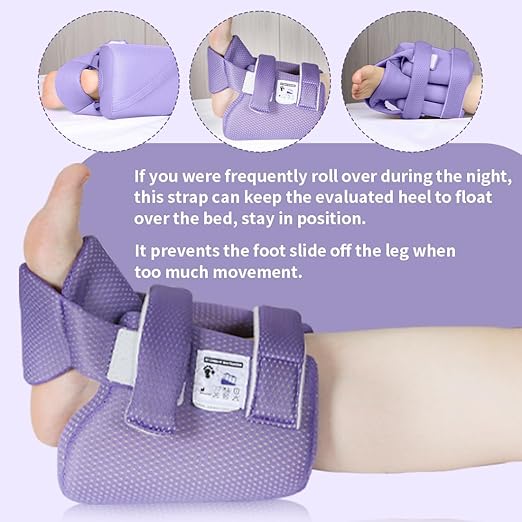 Ehucon Add-on Secure Strap Prevent 3D Heel Protector from Shifting or Falling Off,Relieve Pressure Ulcer Pain-Sold as 2 Count-Purple（NOT INCLUTE 3D Heel Protector）